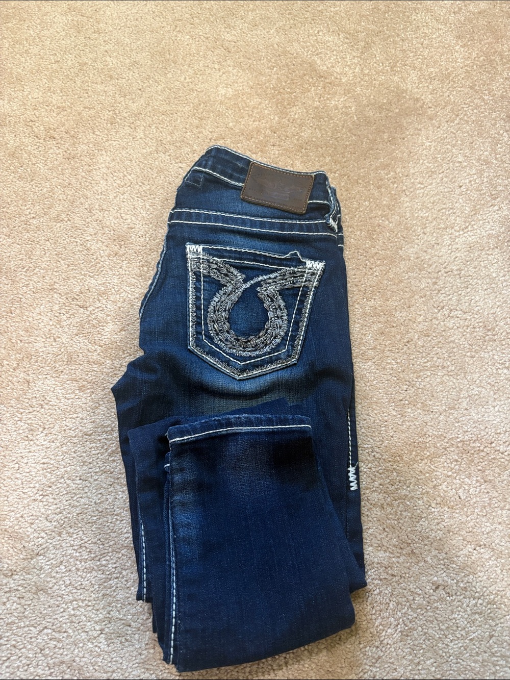Big Star Women's Dark Blue Embroidered Back Pocket Skinny Jeans